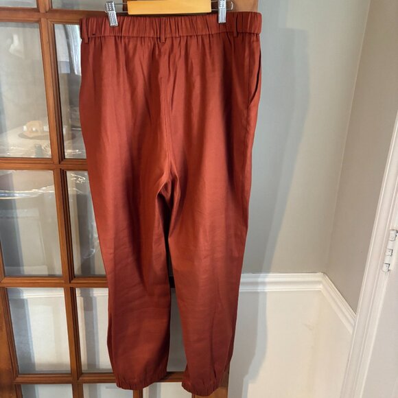 Express Women Linen Ankle High Rise pants. SZ: Large/ Burnt Orange color - Picture 8 of 12